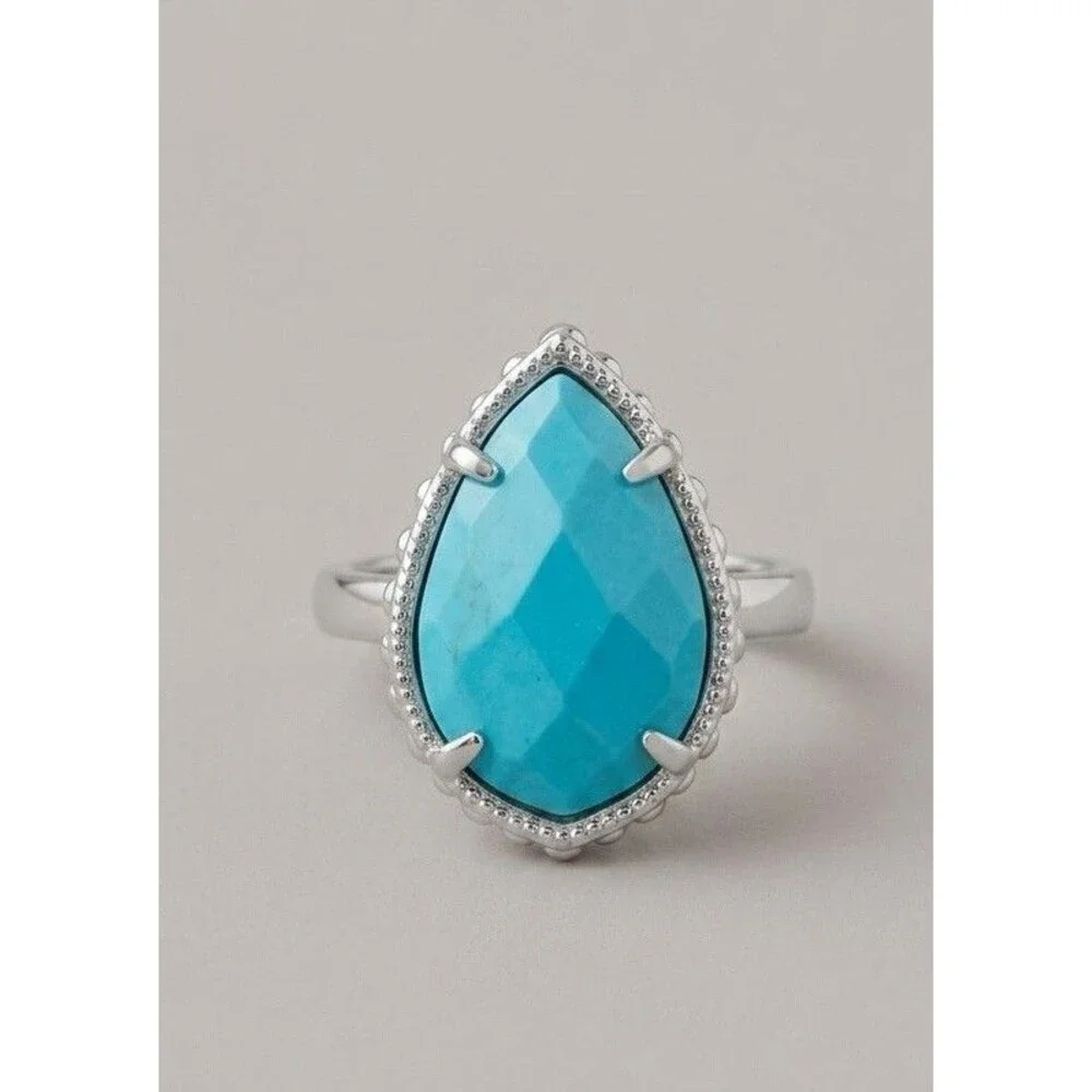 Kendra Scott Plated Blue Turquoise Ring Sz 7.